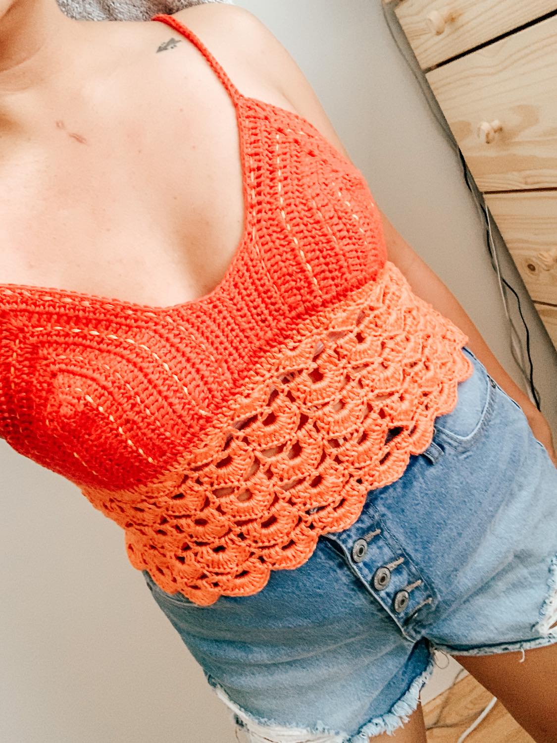 Crochet Lace T-back Bralette 