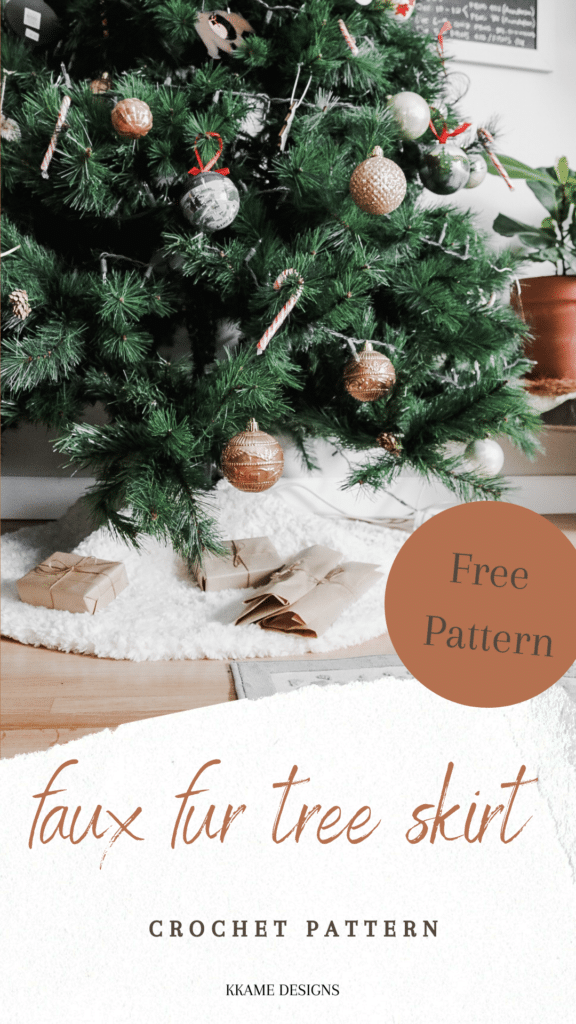Faux Fur  Crochet Christmas Tree Skirt