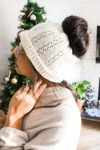 crochet messy bun beanie