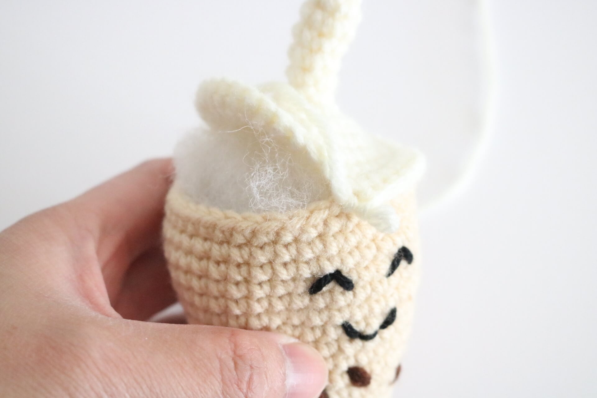 Boba tea crochet keychain