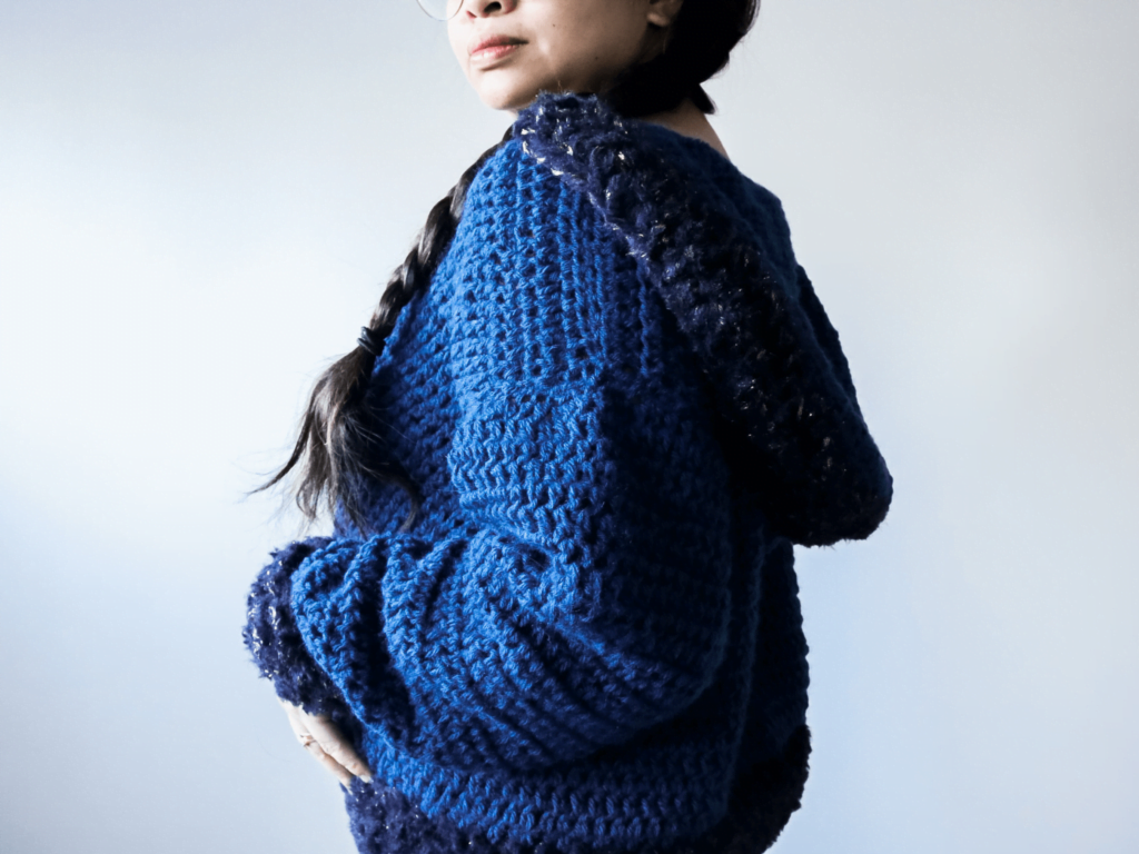 Crochet details on Gorgeous Light Blue Jumper Gorgeous Sweater Light Blue Light Wool Sweater with Crochet detail at bottom and sleeves