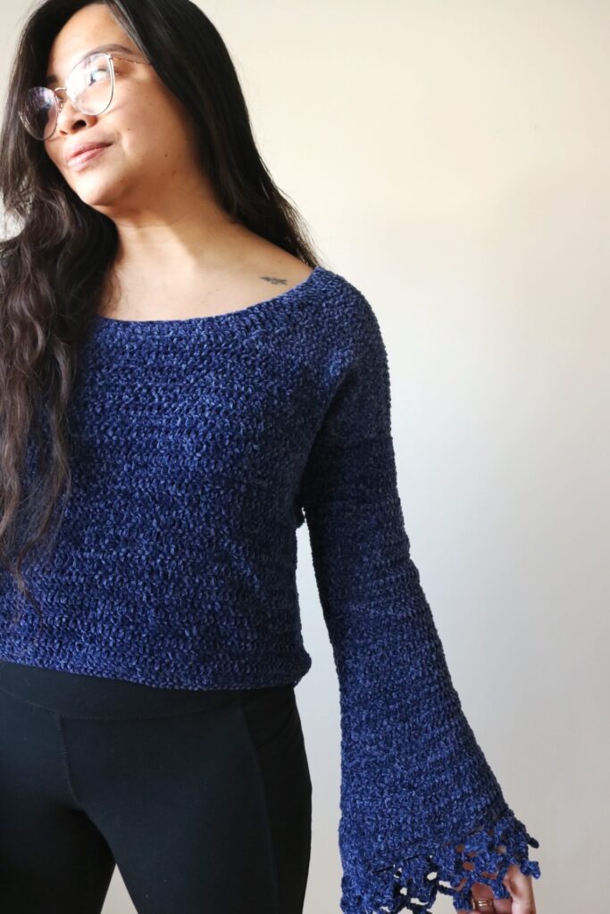 crochet sweater with flare sleeves