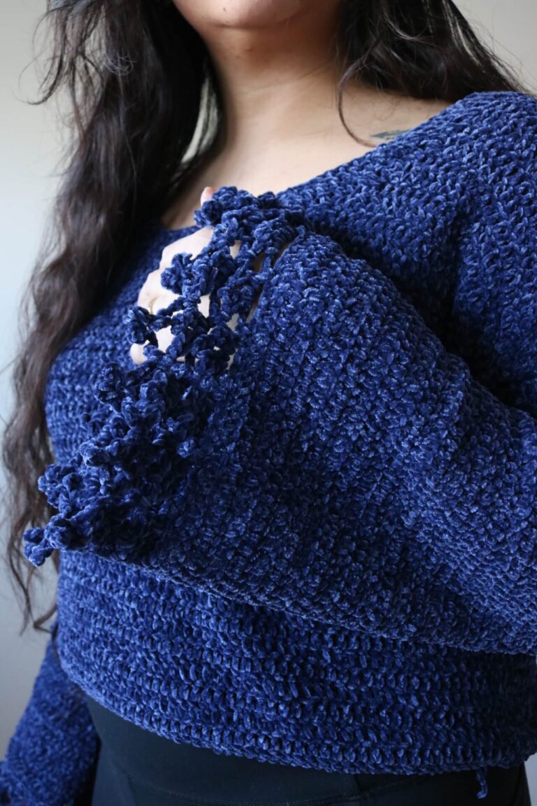 How to Make an Easy Crochet Bell Sleeve Sweater with Lace Edges