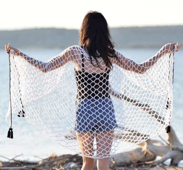 large mesh crochet beach coverup