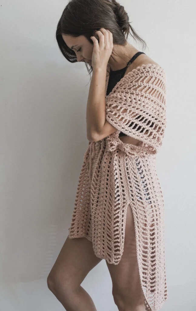 pink crochet beach coverup