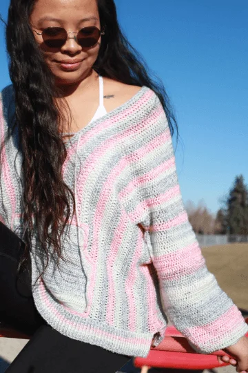 Pink 2024 crochet sweater