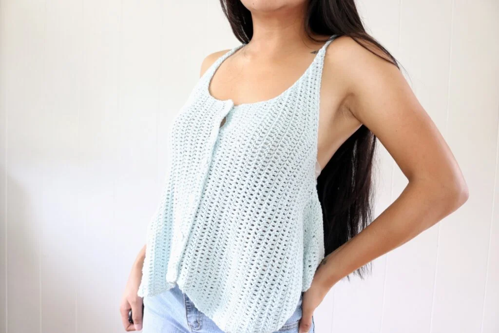 blue crochet summer top