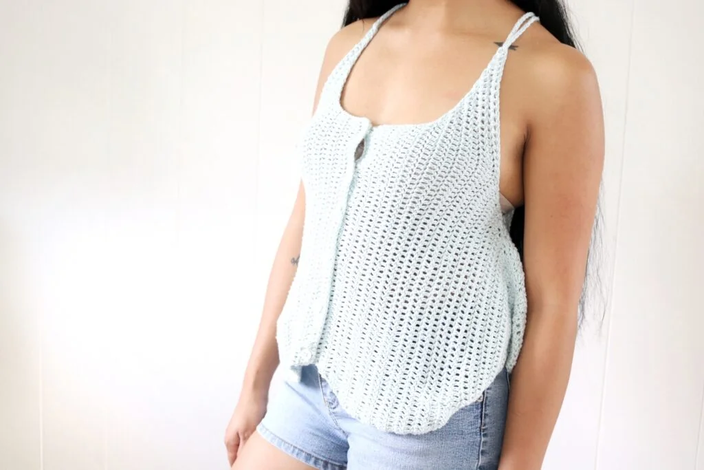 crochet summer top with buttons