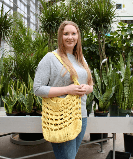 Crochet boho lemon green eco bag for going to the store walks with children for the beach Idea gift