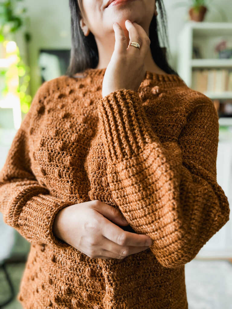 crocheted raglan sweater